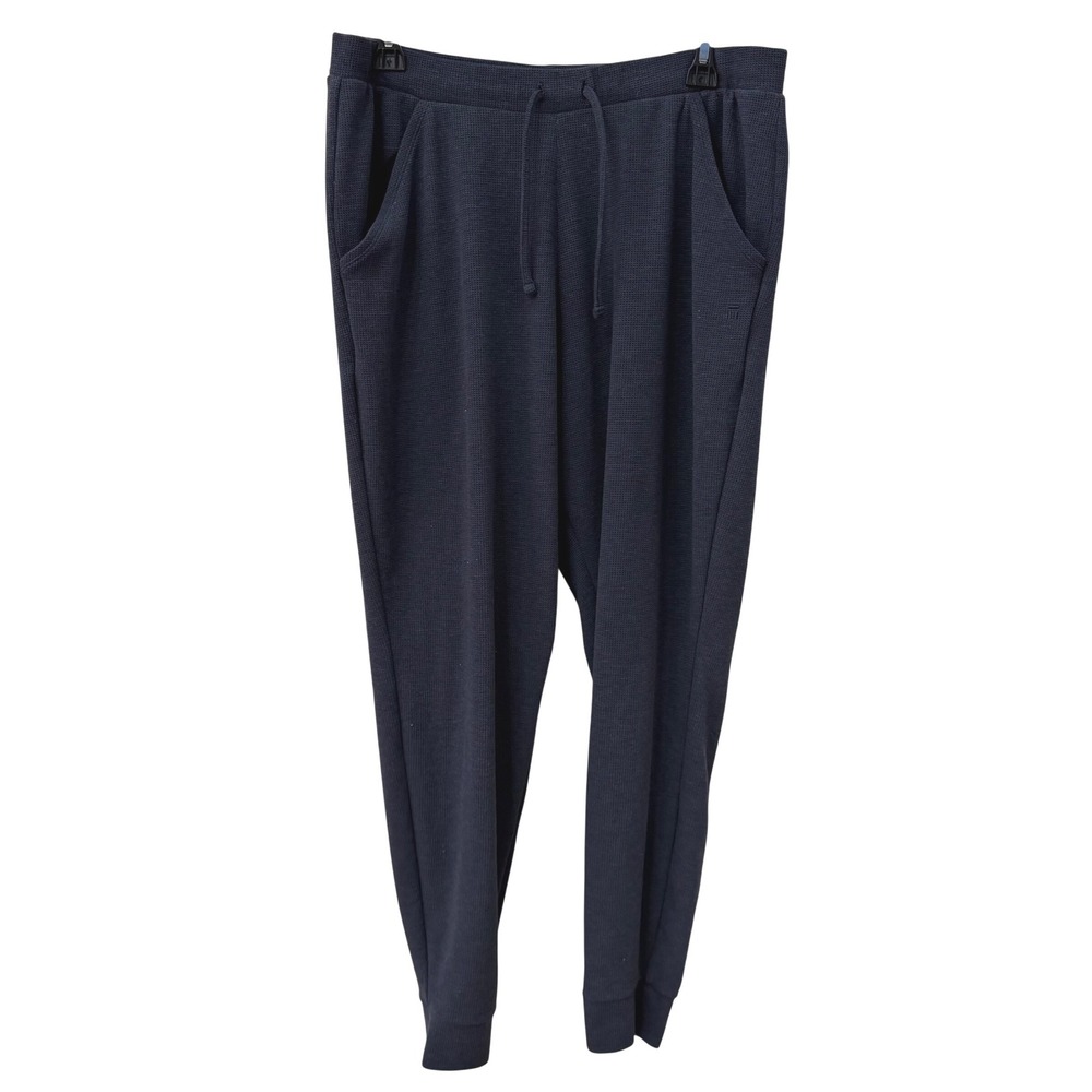 Tommy John Lounge Pants‎ Large Navy Waffle Knit Jogger Drawstring Thermal Mens
